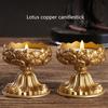 Flower Candle Holder Brass Butter Lamp Buddhist Temple Candlestick Base Religious Candle Cup Desktop Antique Decoration