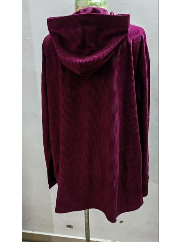 Europejski i Amerykański Damski Luźny Płaszcz ze Sztruksu z Kapturem na Jesień/Zimę