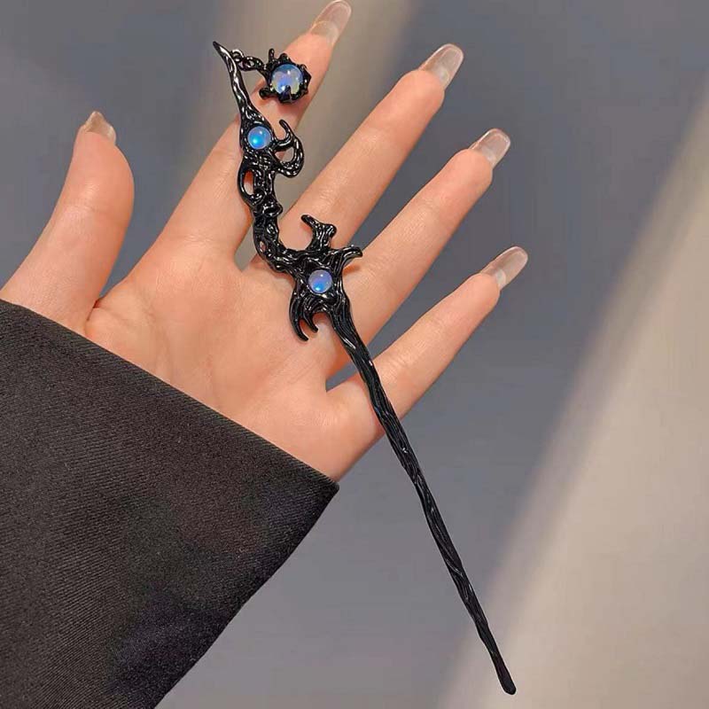 Neuer chinesischer Stil Mondstein Stern Haarstab für Frauen Vintage Metall Flüssige Haarnadel Haarnadel Haarstäbchen Haarschmuck