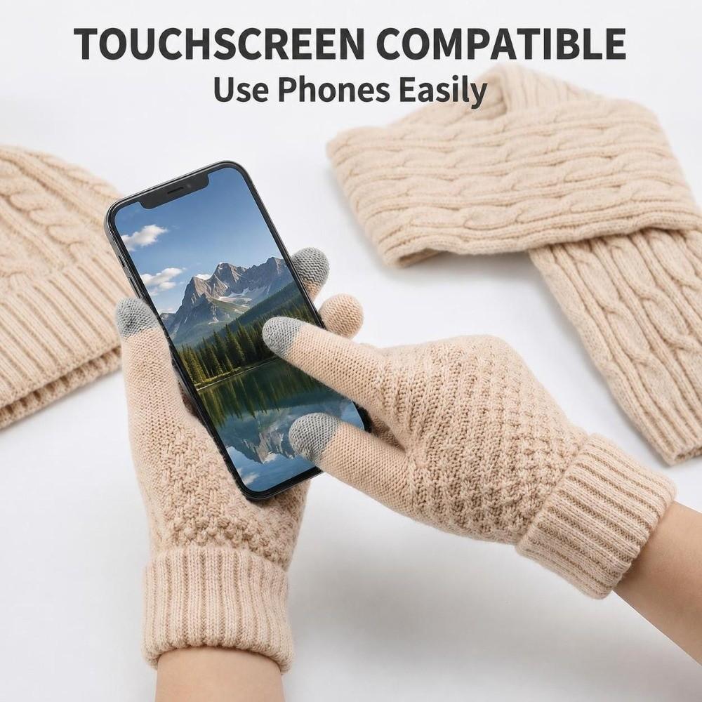 3Pcs/Set Windproof Knit Beanie Snood Set Thicken Scarf Neck Warmer Suit for Men Women