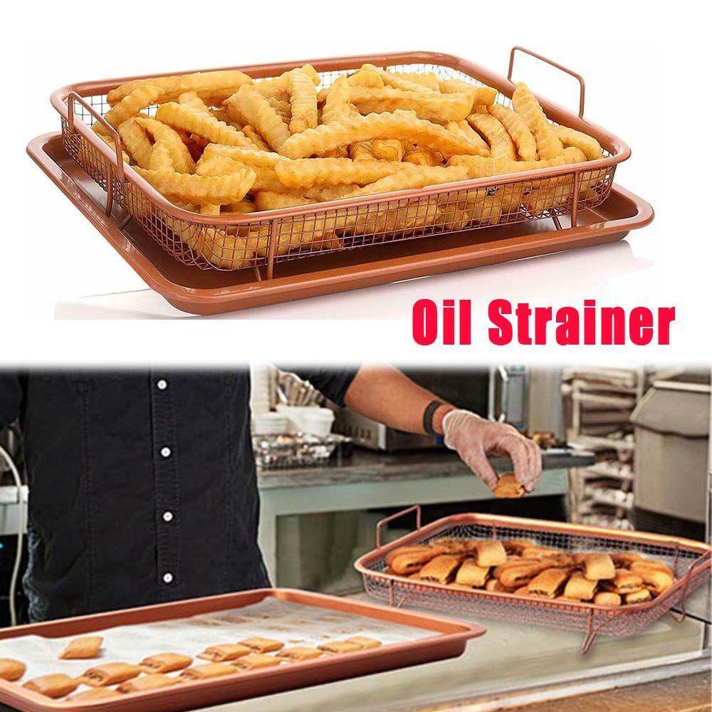 Crisp Stainless Steel Detachable Kitchen Colander Frying Basket Oil Strainer Oven Mesh Baking Tray