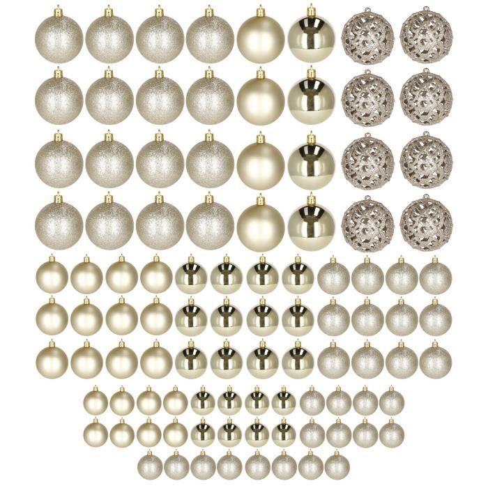 Boules de Noël - SPRINGOS - 100 pcs - Or - 6 cm - Motifs variés
