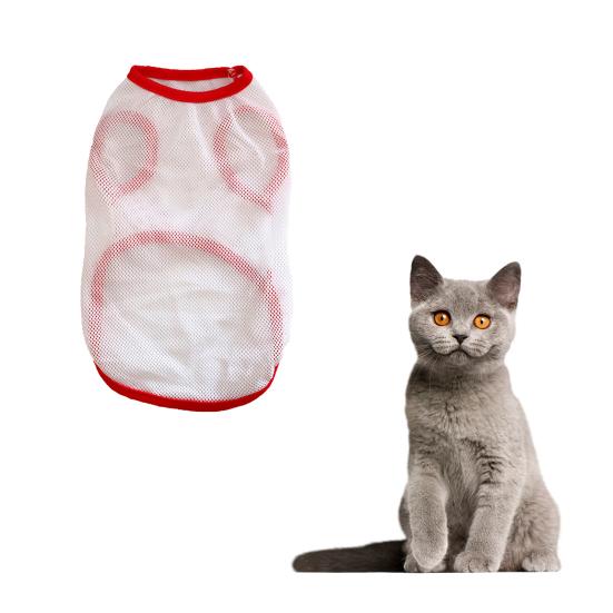 Gilet per animali domestici Gilet per cani in rete traspirante Tinta unita Comoda camicia per gatti Morbidi vestiti estivi per animali domestici Forniture per animali domestici
