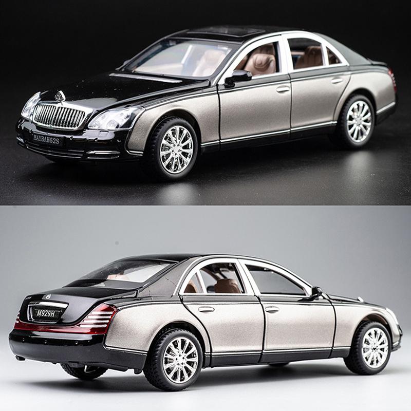 1/24 Scale Benz 62S Diecast Car Model Toy, Pull Back Toy Vehicle with Sound and Light for Kids Toddler Boys Girls Gift Collection