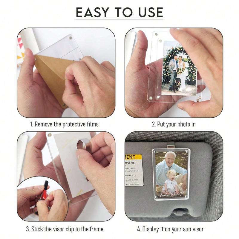 1pc New Magnetic Photo Clip For Car Sun Visor, Universal Acrylic Fridge Magnet Transparent Magnetic Instant Photo Frame Car Sun Visor Photo Frame Clip