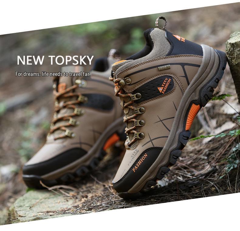 Plus Size High-Top Men's Hiking Shoes - Warm, Non-Slip, Velvet-Lined, For Autumn/Winter Outdoor Trails