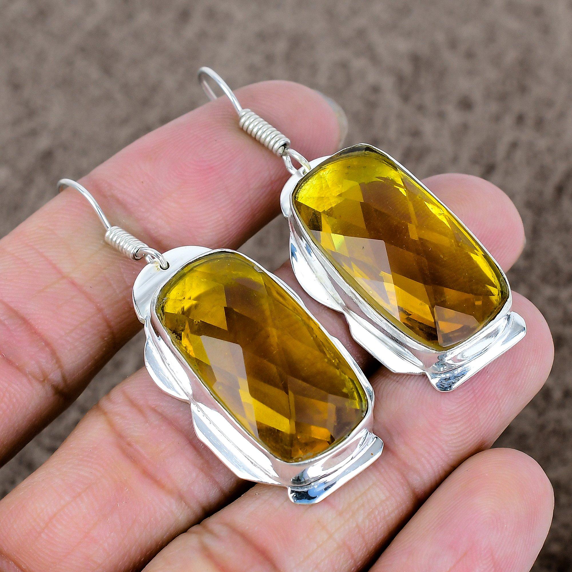 

Citrine Gemstone Handmade 925 Sterling Silver Jewelry Earring 2.21 KKG-637