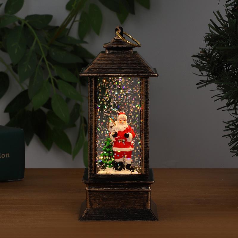 Santa Claus Light-Up Phone Booth Lantern: Christmas Tabletop Oil Lamp Ornament