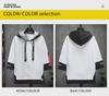 Trendy Hong Kong-Style Hooded Two-Piece Sweatshirt: Youth Loose-Fit 3/4 Sleeve Summer Top