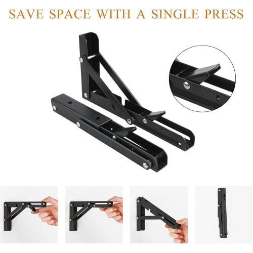 Shelf Bracket, Folding Bracket, Shelf Support, Hanging Shelf Bracket, Wall Mounting Accessory, Steel Bracket, L-Shaped, Foldable, Space-Saving, Stainl