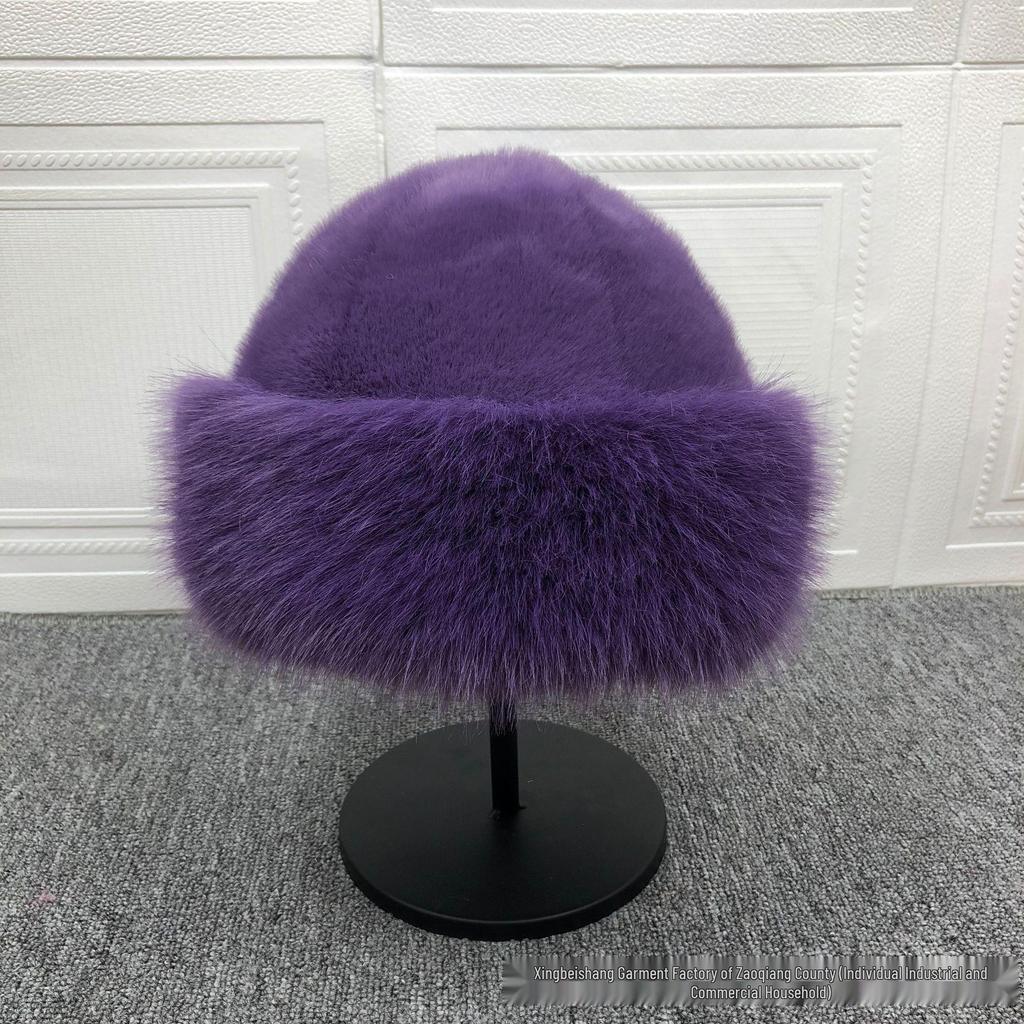 Women's Faux Mink Fur Mongolian Bucket Hat - Thick, Warm, Fashionable for Autumn & Winter, Small Face Effect