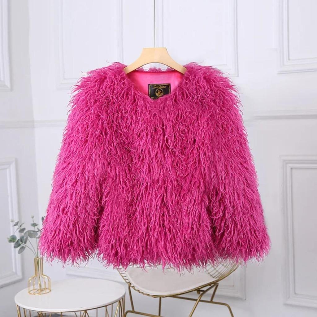 VAYLA Fashion Luxury Cropped Faux Fur Coat Women's Winter Ins Hot Fluffy Short Faux Fur Jacket Street Style Warm Outwear