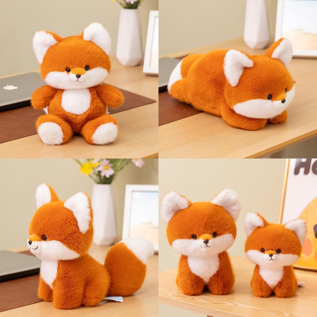 Cute Fox Plush Toy Desk Companion With Soft Pp Cotton For Office Decor And Gift