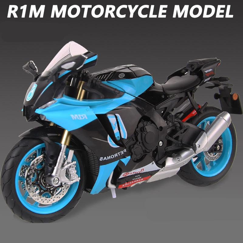 1/9 YAMAHA YZF-R1M Alloy Racing Motorcycle Diecast Metal Street Sports Motorcycle Model with Light Simulation Childrens Toy Gift