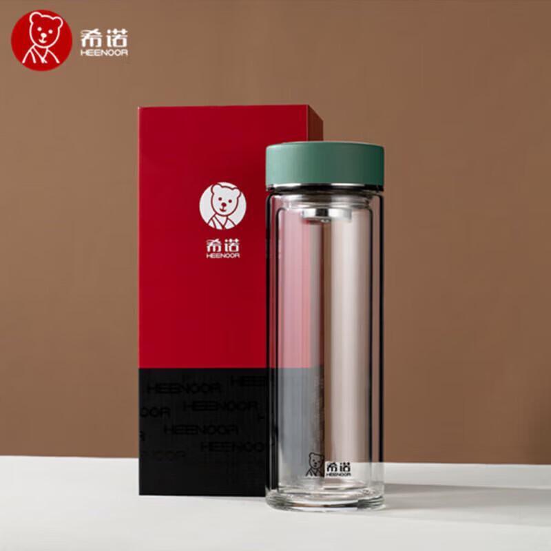 Heenoor Portable Double-Layer Glass Tea Cup with Infuser
