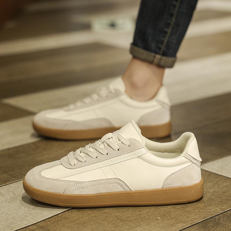 Men Black Sneakers Spring Fashion Korean Style Round Head Lace Up Casual Outdoor Walking Flat Shoes Zapatillas De Deporte