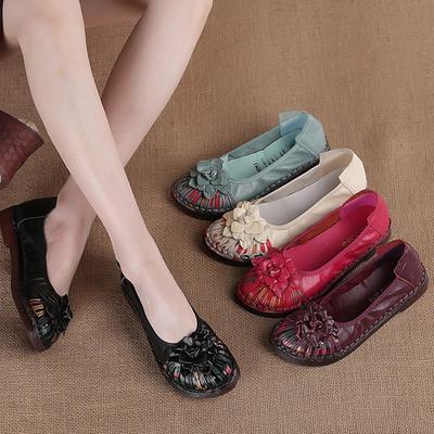 Original Retro Leather Shoes Maternity Shoes Genuine Leather Soft-soled Women's Shoes Doudou Shoes Shallow Mouth Handmade Single Shoes Women
