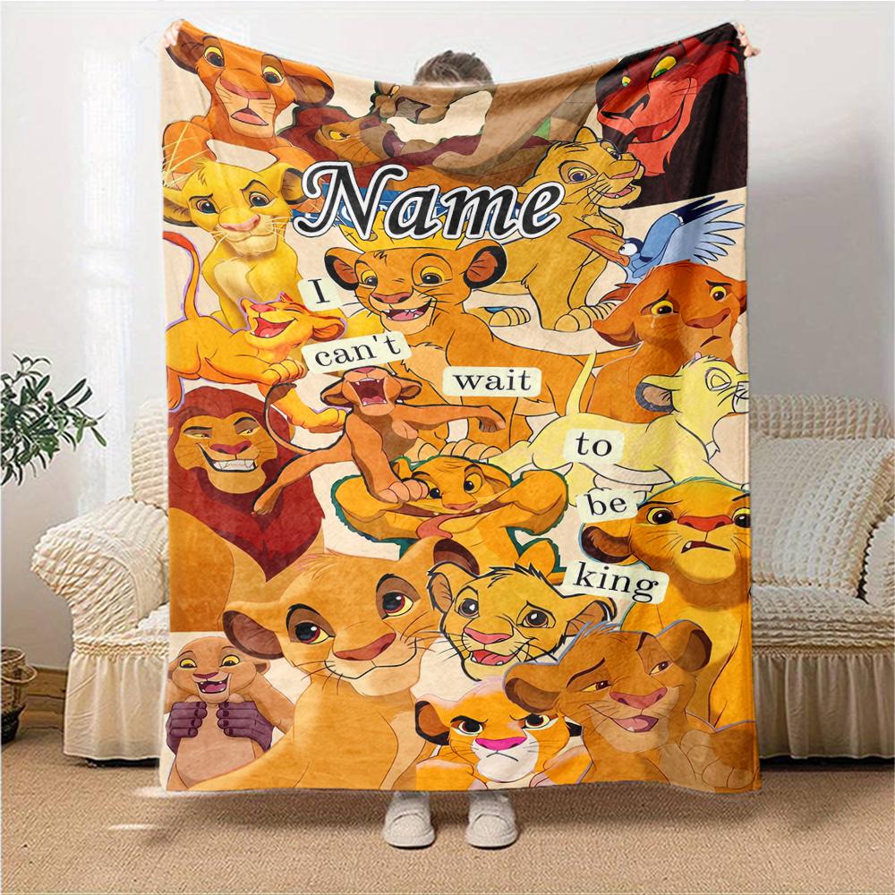 Custom Name Lion Adventure Party Blanket For Couch Bed Plush Cozy Fuzzy Blanket Super Soft Warm Blankets For Fall And Winter 0916268