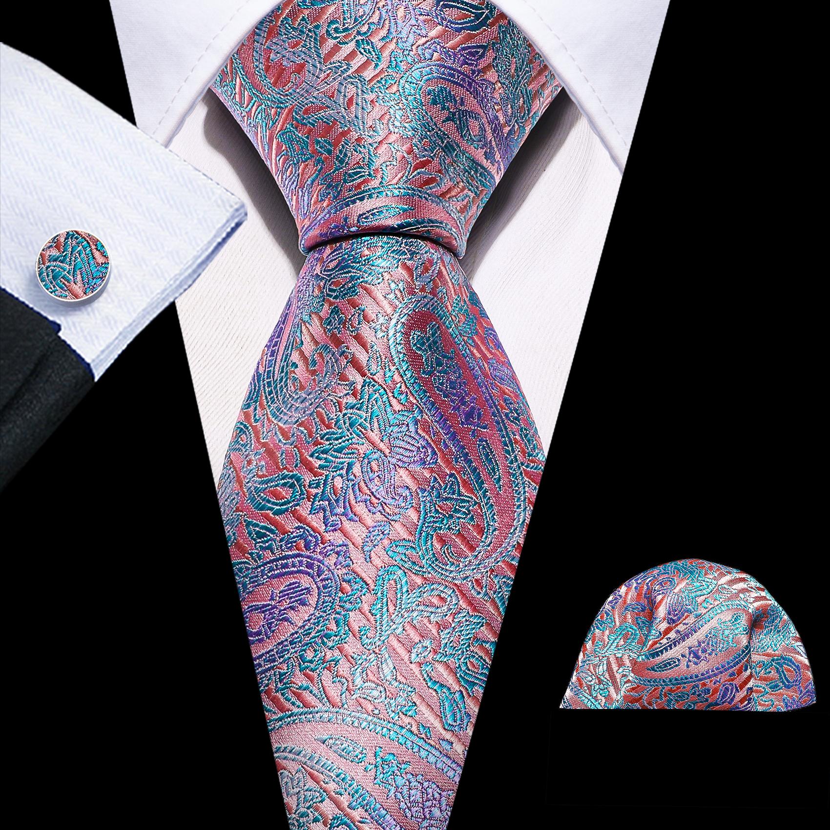 

Barry.Wang Краватка Хустка Запонки Набір Коричневий червоний чорний плед Жакард ткане весілля N-6428