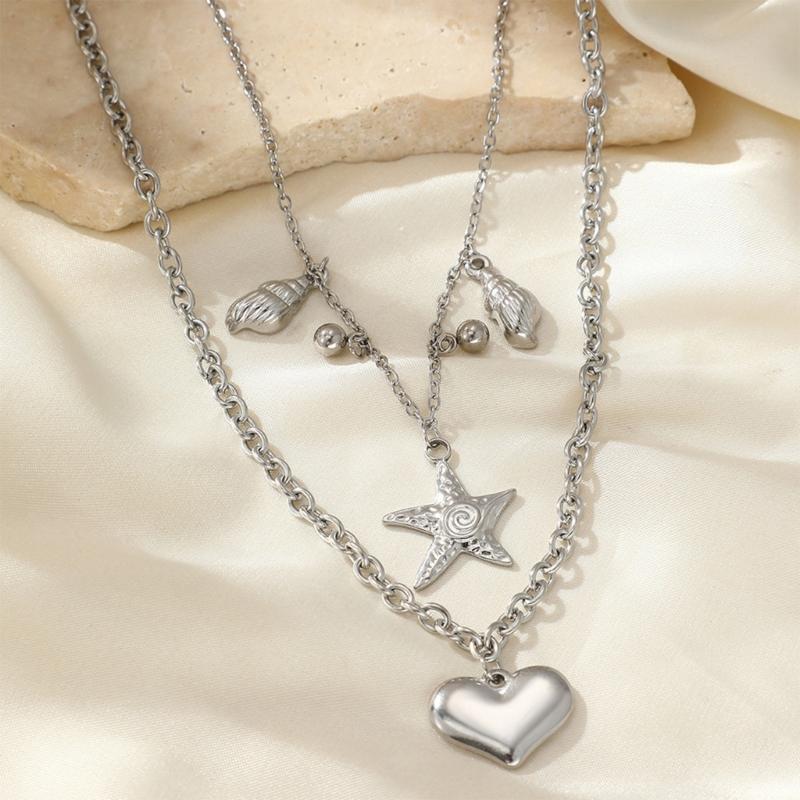 Trendy Double Layer Necklace Collarbone Chain Necklace Fashion Pendant Jewelry Suitable for Summer Parties and Vacations