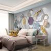 Modern Simple Wallpaper Marble Geometric Golden Leaves Photo Wall Murals Living Room Sofa Home Decor 3d Fresco