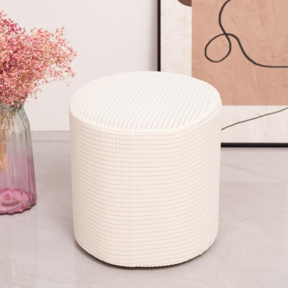 Round Shape Round Ottoman Slipcover Dustproof Universal Seat Slipcovers Elastic Polar Fleece Chair Cover