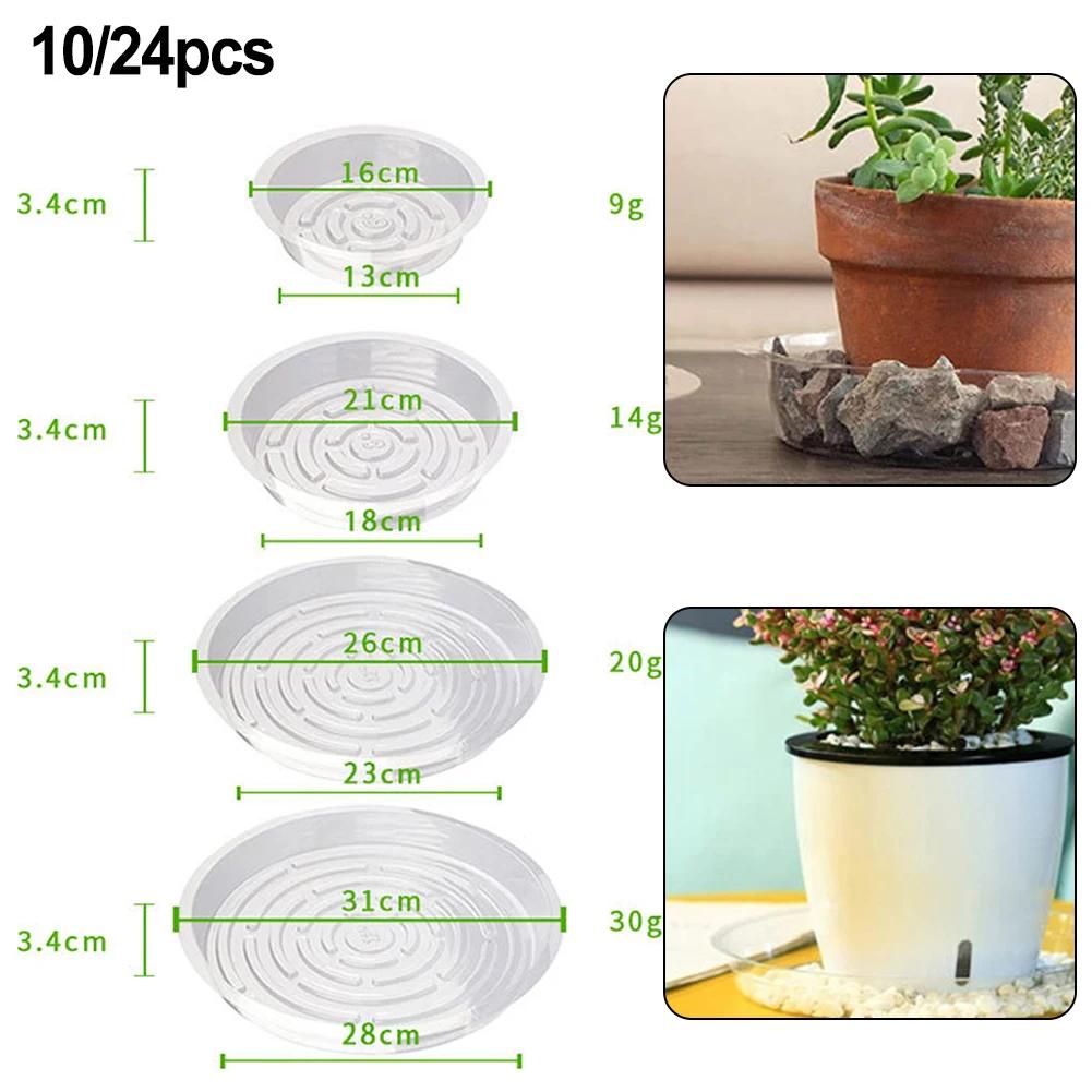 Clear Plastic Plant Saucers 10/24pcs 6-12 Inch Flower Pot Drip Trays For Indoor Outdoor Water Catcher Transparent Plant Trays