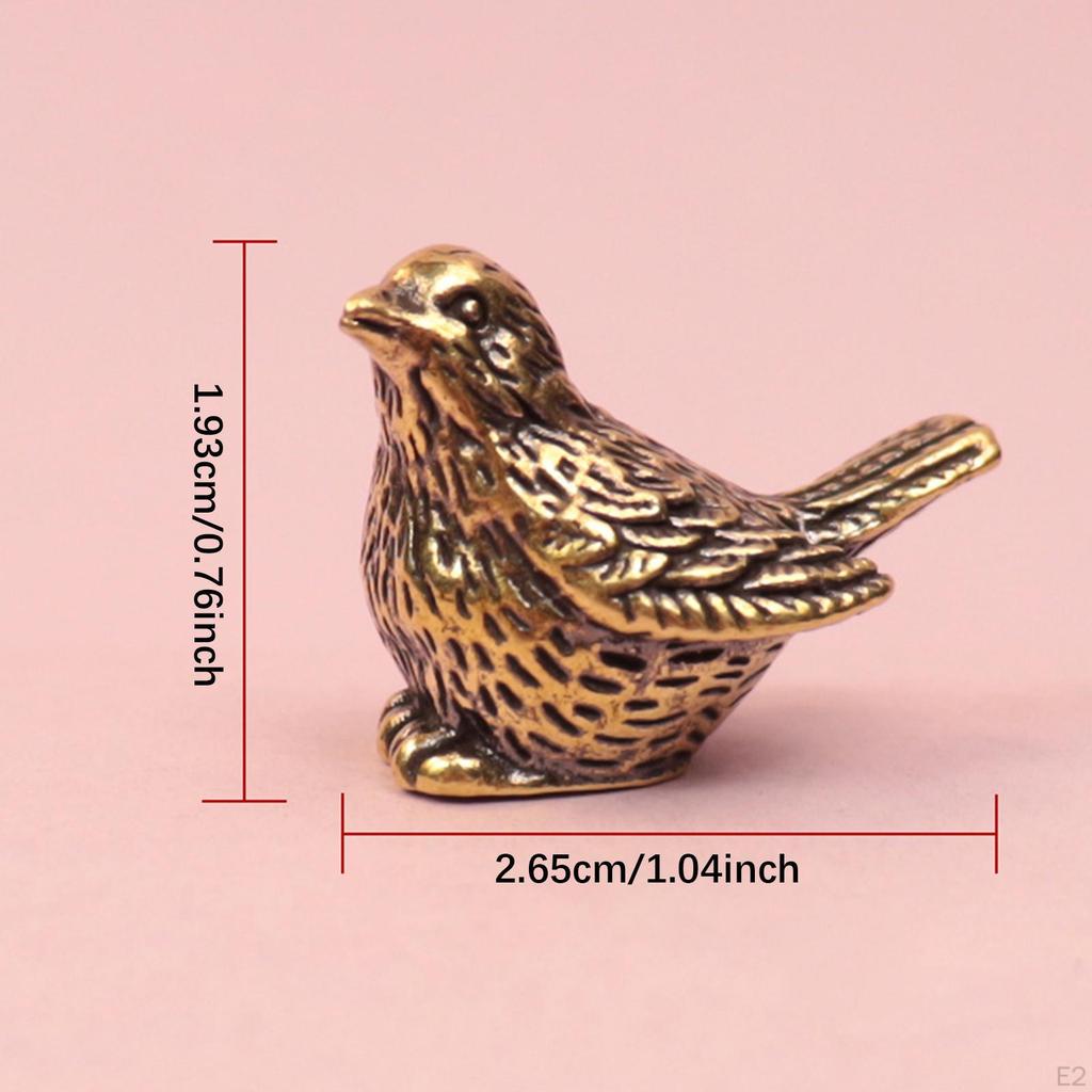 Sparrow Statue, Brass Figurine, Desk Decoration, Collection Feng Shui Decor Antique Ornament for