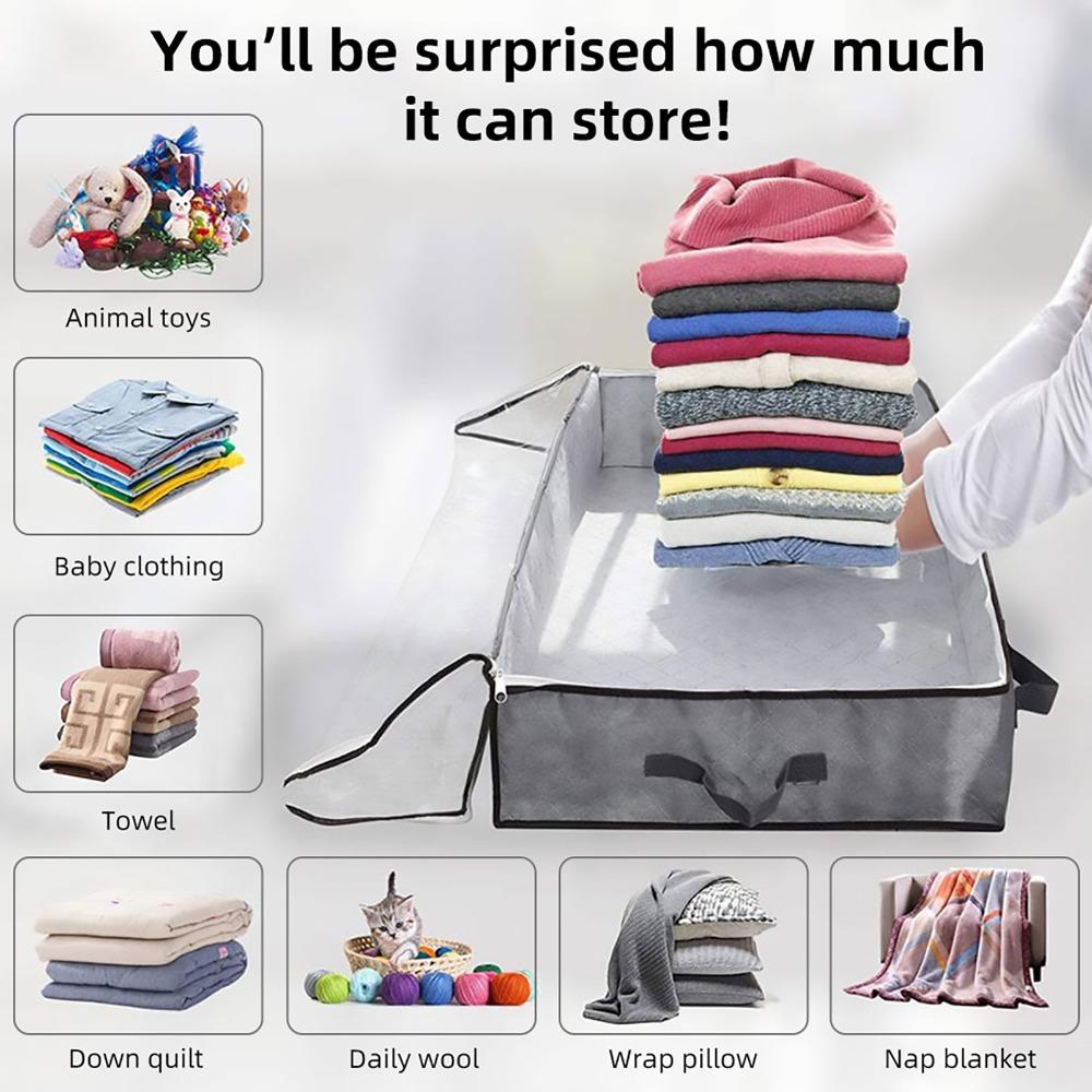 3 Layers Underbed Storage Bag Foldable Storage Bins Storage Containers  For Comforter