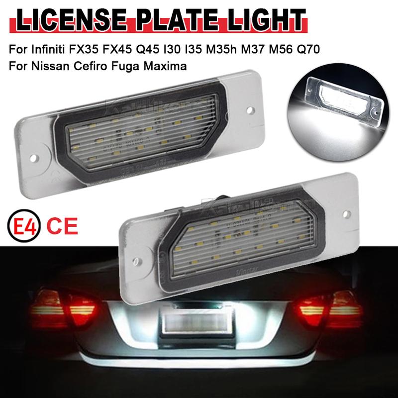For Infiniti FX35 FX45 2003-2008 Q45/I30/I35/M37/M56 Q70 For Nissan Fuga Cefiro 2X LED License Number Plate Light Lamp