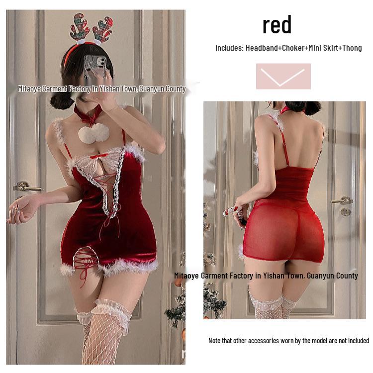 Christmas Furry Camisole & Bodycon Mini Skirt Set