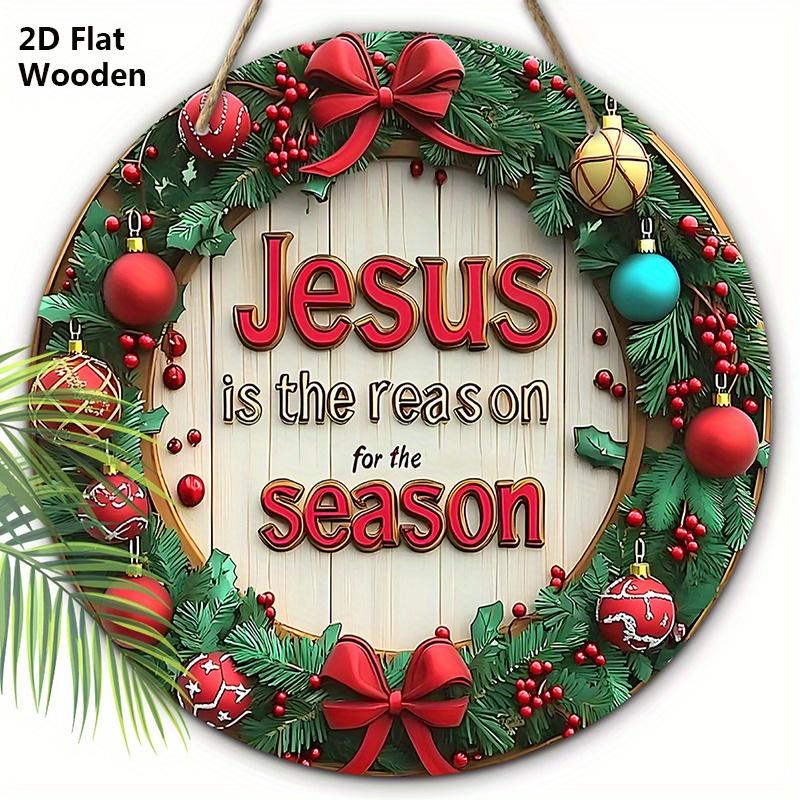 

Jesus Christmas Wooden Sign - Navidad Sign for Front Door, Wall Hanging Decor - Ideal Christmas Ornament 20cm/7.87in красный