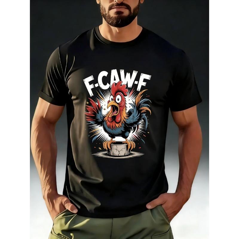 

European sizes Humorous Chicken Meme T-Shirt Featuring F Caw F & FCAWF Sayings - Rooster Joke Humor, Comfortable Round Neck Tee S чёрный