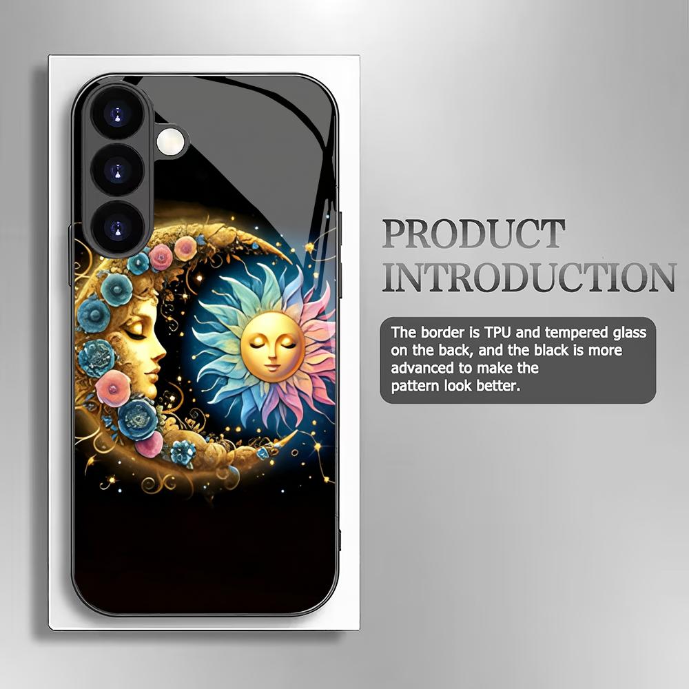 Creative Star Moon Tempered Glass Phone Case Suitable for Samsung Galaxy S26 S25 S24 S22 S21 S20 FE/Ultra/Plus Anti Drop