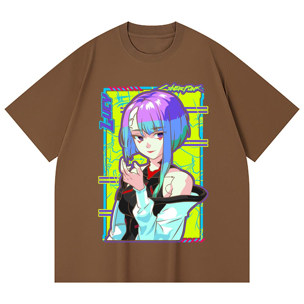 230 g/m² 100% Baumwolle Cyberpunk Edgerunners V8 Lucy Druck Unisex Schweres Baumwoll-T-Shirt