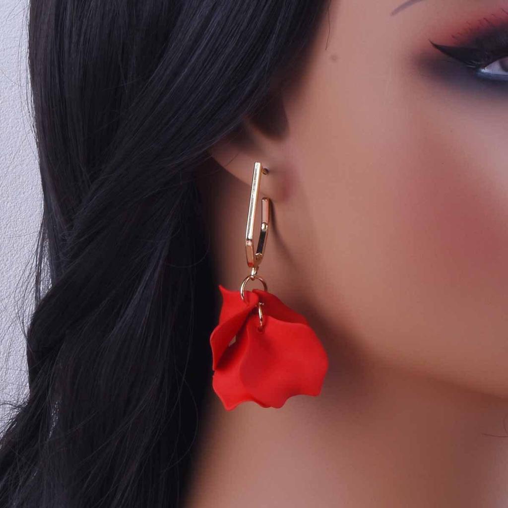 European & American Fashion Jewelry: Rose Petal Long Earrings for Women - Personalized, Trendy, Versatile Ear Ornaments