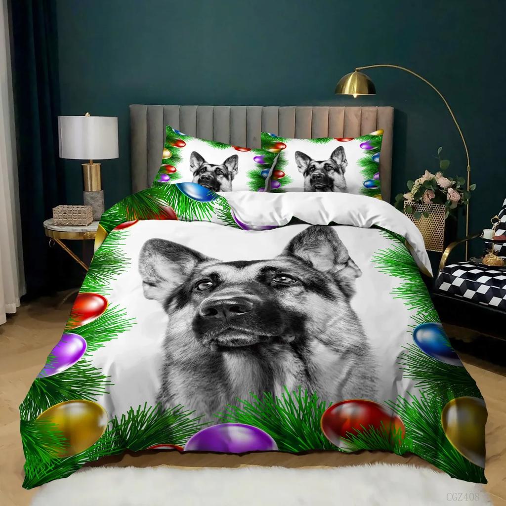 Hunde Bettbezug Set DJ Welpen Bettwäsche Set Weich Niedlich Hunde Muster Bettdeckenbezug Mikrofaser Doppel Queen King Size Bettbezug