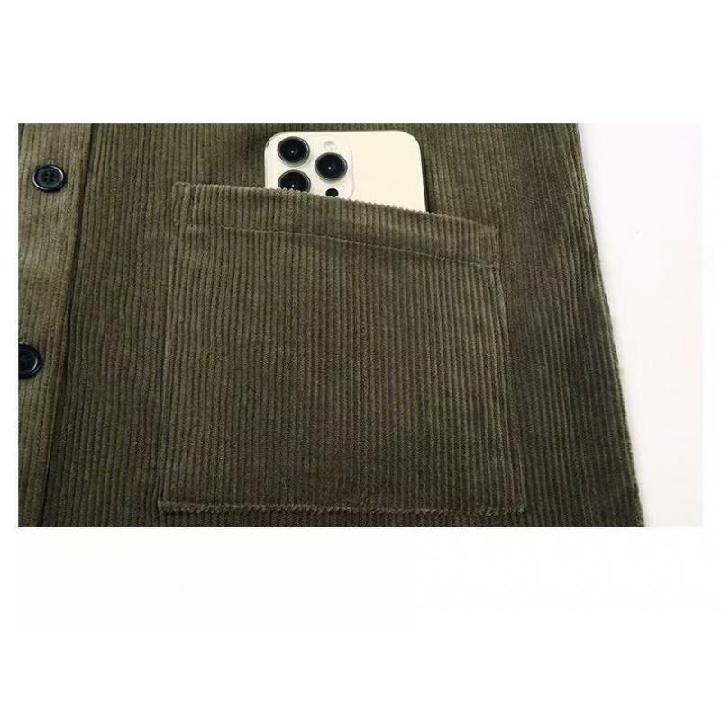Men'S Corduroy Shirt New Spring And Autumn Loose Fit Versatile Long Sleeve Shirt Casual Workwear Top Jacket