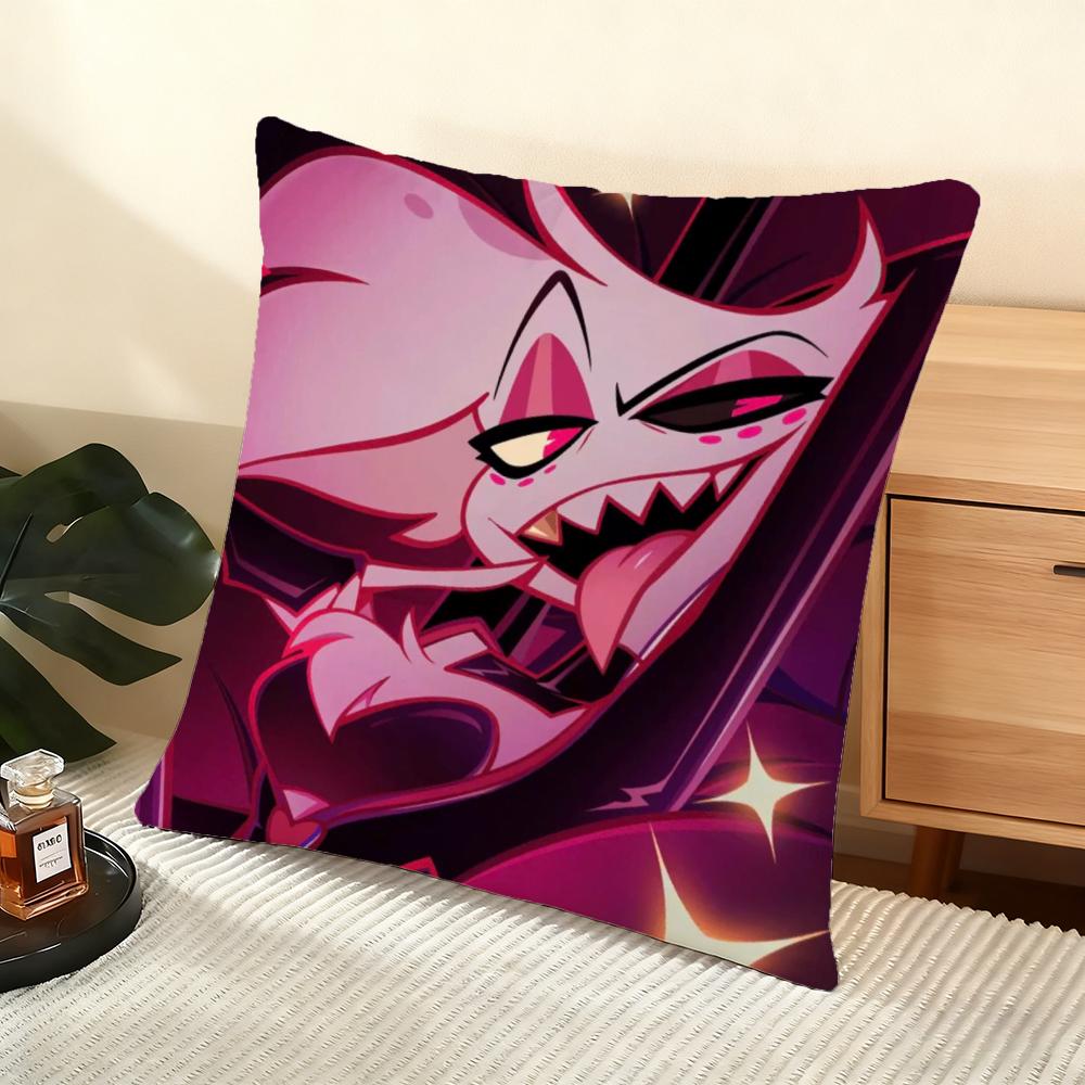 Cushion Cover Silky Short Plush Home Sofa Cushion Cover - Invisible Zipper Home Decoration Hazbin Hotle-S Anime