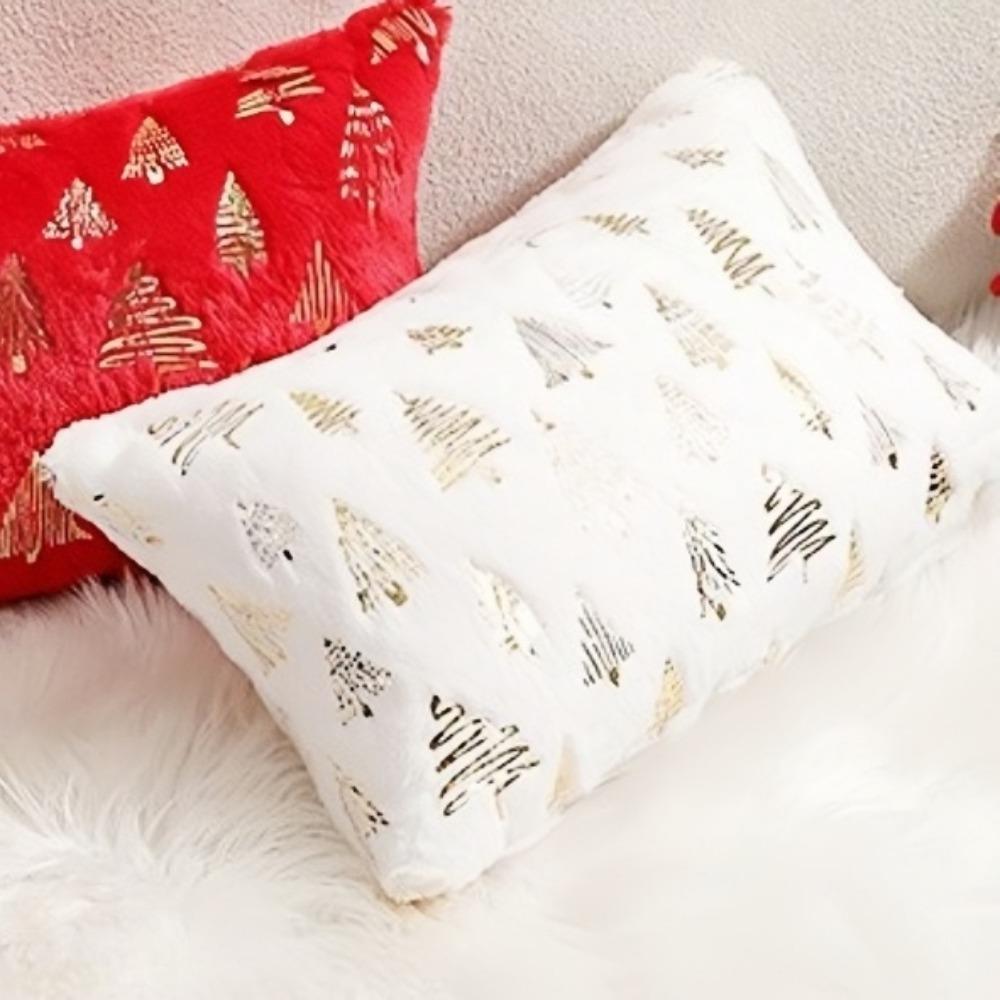 New Foil Print Plush Pillowcases Soft Decorative Throw Cover Sofa Accessories Christmas Tree Pattern Case Home Decor 2690₽