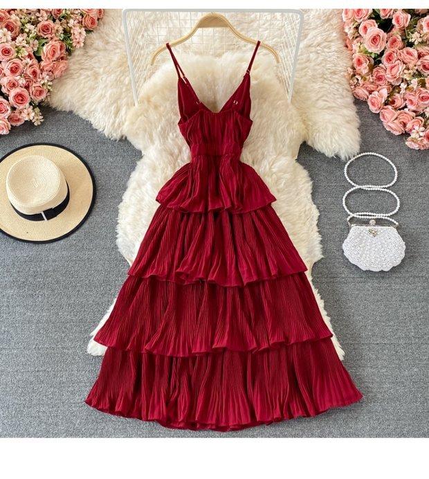 Léto Ženy Přehozené Volánky Špagetové Pásky Šaty Dovolená Plážové Vestido Dámské Elegantní Úzký midi župan s vysokým pasem