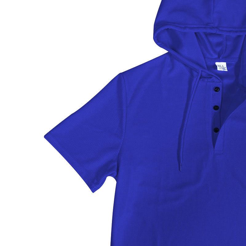 2024 Men's Summer Short-Sleeve Hoodie Henley Shirt for European & American Styles