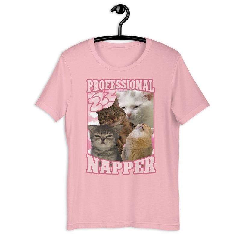 Professional Napper Funny Cat Meme T-shirt Gift for Her Goofy Ahh Tshirt Sleeping T-shirt Ironic Cats Shirt Retro Vintage Unisex