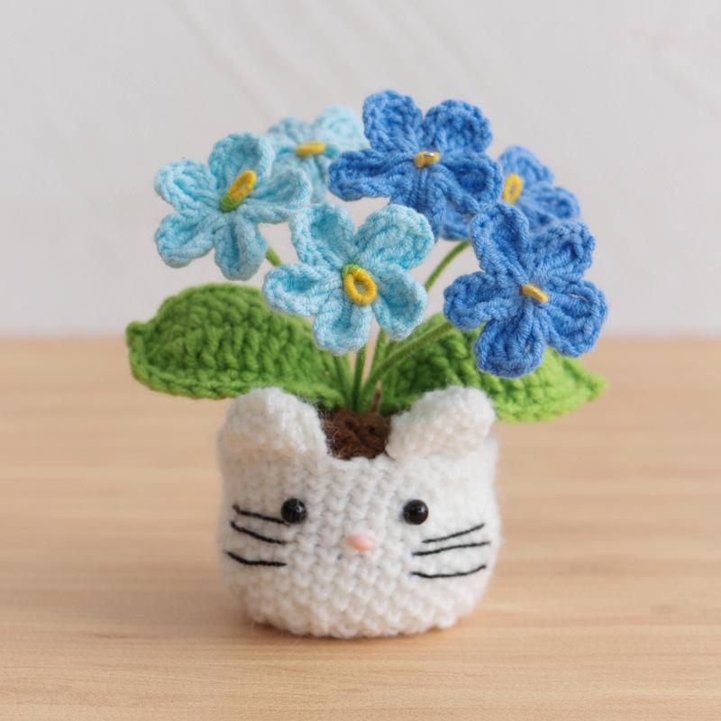 New Animal Crochet Flower Pot Cute Handwoven Flowers Knitting Flower Bookshelf Car Decoration Friends Gifts