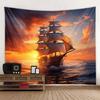 Ozean Ölgemälde Wandteppich Retro Piratenschiff Wandbehang, Hippie Heimdekoration Wandbild, Wohnzimmer und Schlafzimmer Kunstdekoration