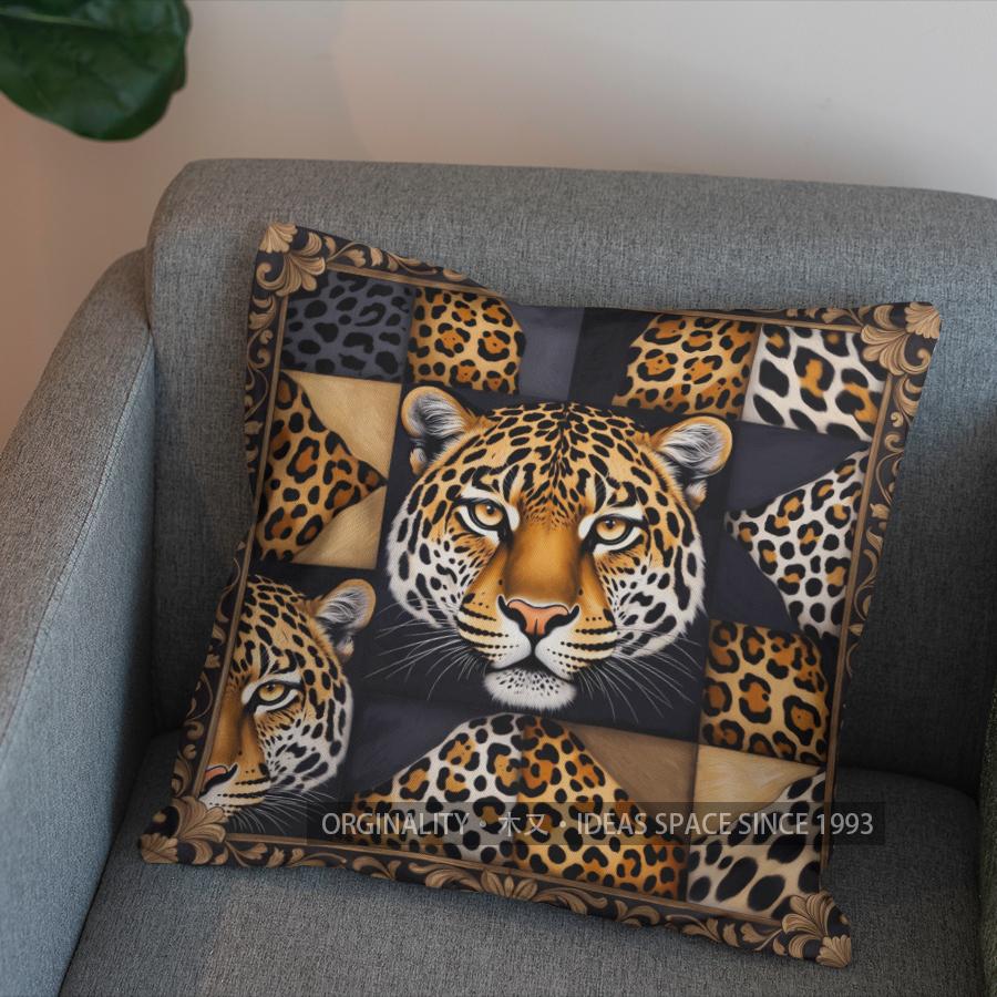 2D Colorful Leopard Art Pillow For Home Decor Pattern Cushion Cover Suitable For Sofa Bedroom Car Pillow Cover