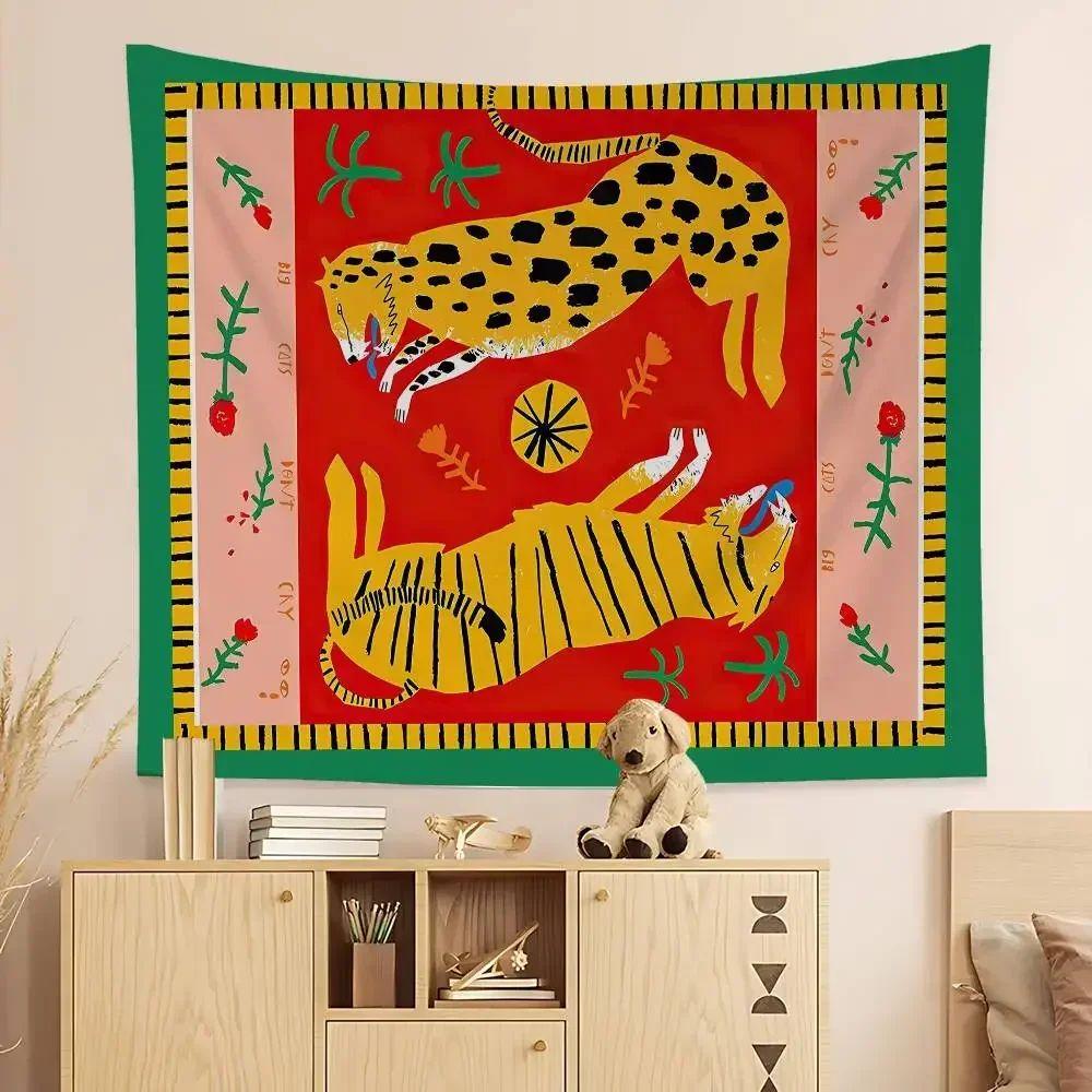 Ancient Egypt tapestry abstract tiger leopard 75x100