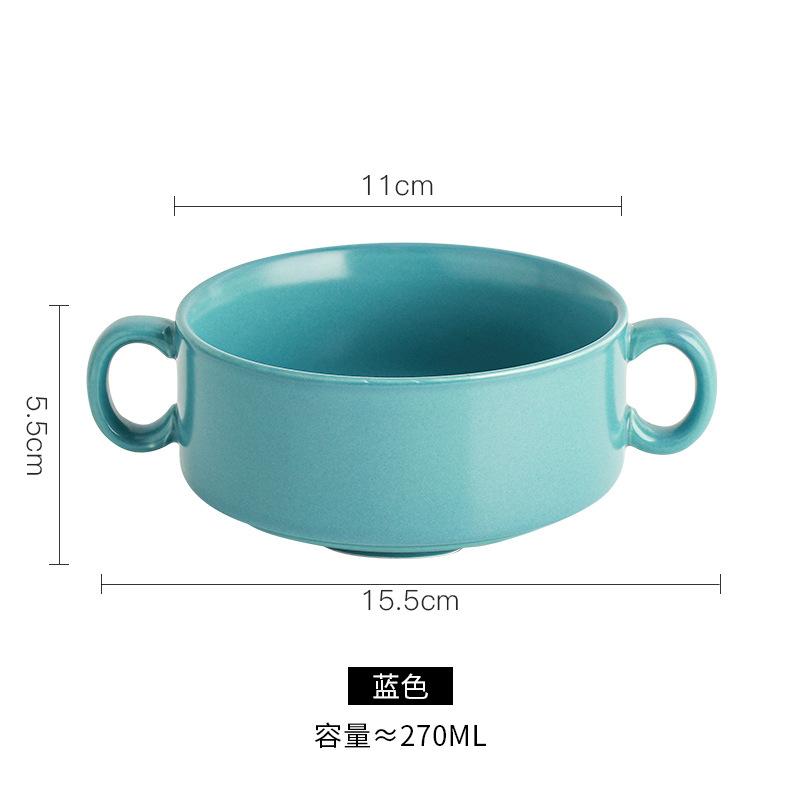 Ceramic Western Soup Cup Binaural Baking Small Bowl Dessert Bowl Bird'S Nest Bowl Tremella Steamed Egg Water-Proof Gift