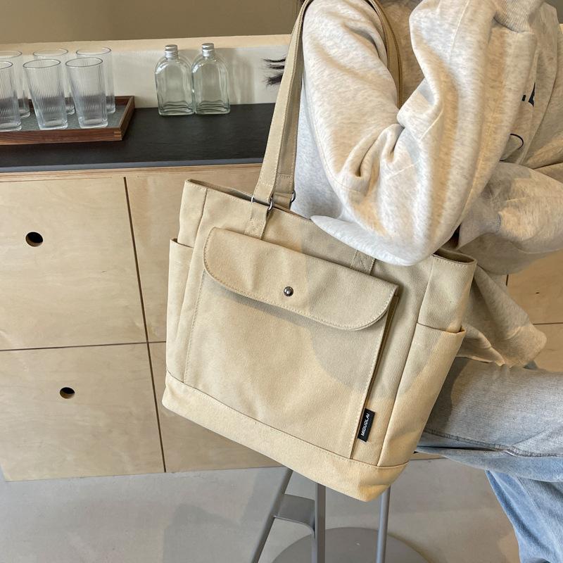 Japanese Canvas Large-capacity Bag Women's 2025 New Autumn and Winter Tote Bag Casual Simple Shoulder Commuter Tote Bag