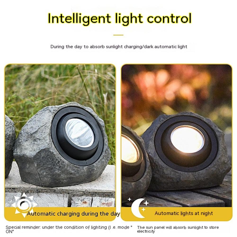Solar Lawn Stone Lamp Waterproof Outdoor Landscape Spotlight Rock Light For Yard Pathway Patio Fence Park Lighting